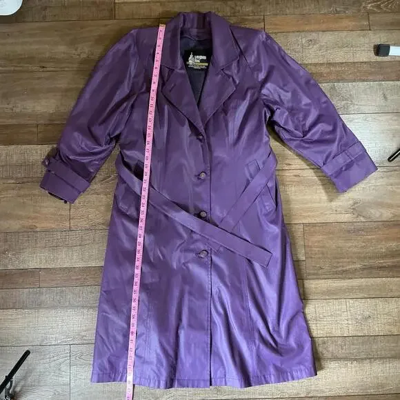 Trench Coat Vintage Femme London Fog - Vert Jade, Boutonné - Taille 4 (Régulière) - Très Bon état